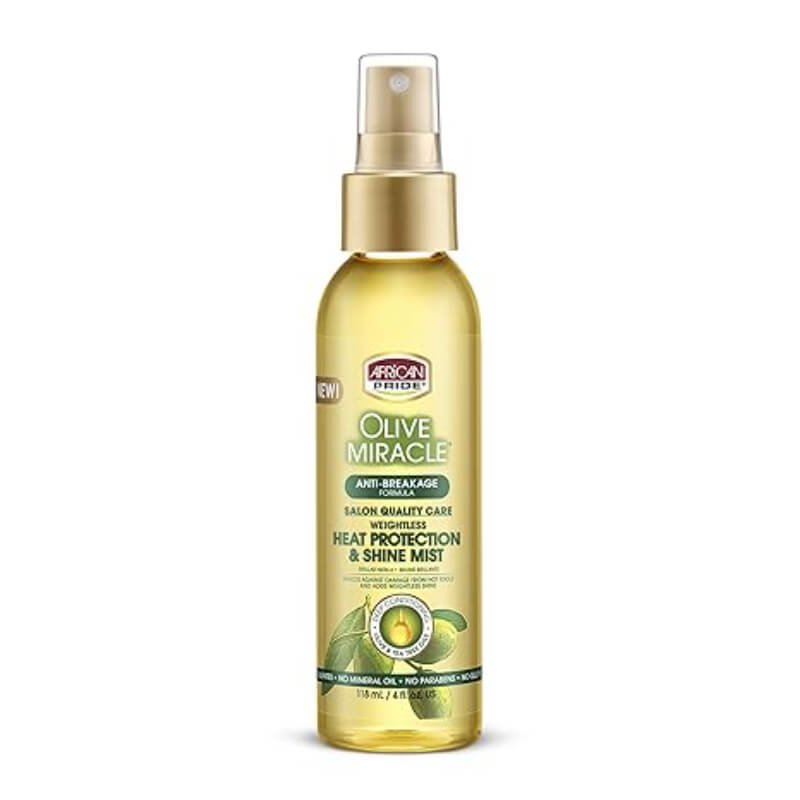 AFRICAN PRIDE OLIVE MIRACLE HEAT PROTECT SHINE MIST 4oz