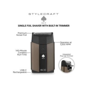 Alternative view of STYLECRAFT ACE SINGLE FOIL SHAVER W/TRIMMER #SC802N
