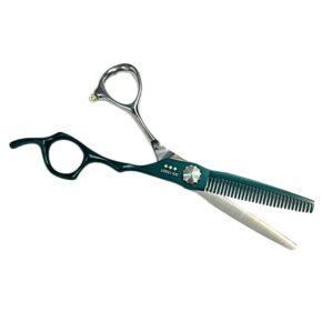 KASHI BARBER THINNING SHEAR - SILVER/GREEN 6" 30TEETH #SG-1530T